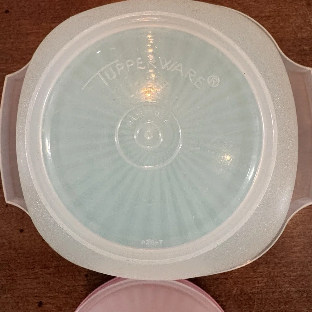 Set of 2 Tupperware Servalier Nesting Bowls Clear with Pastel Lids Nesting Bowel